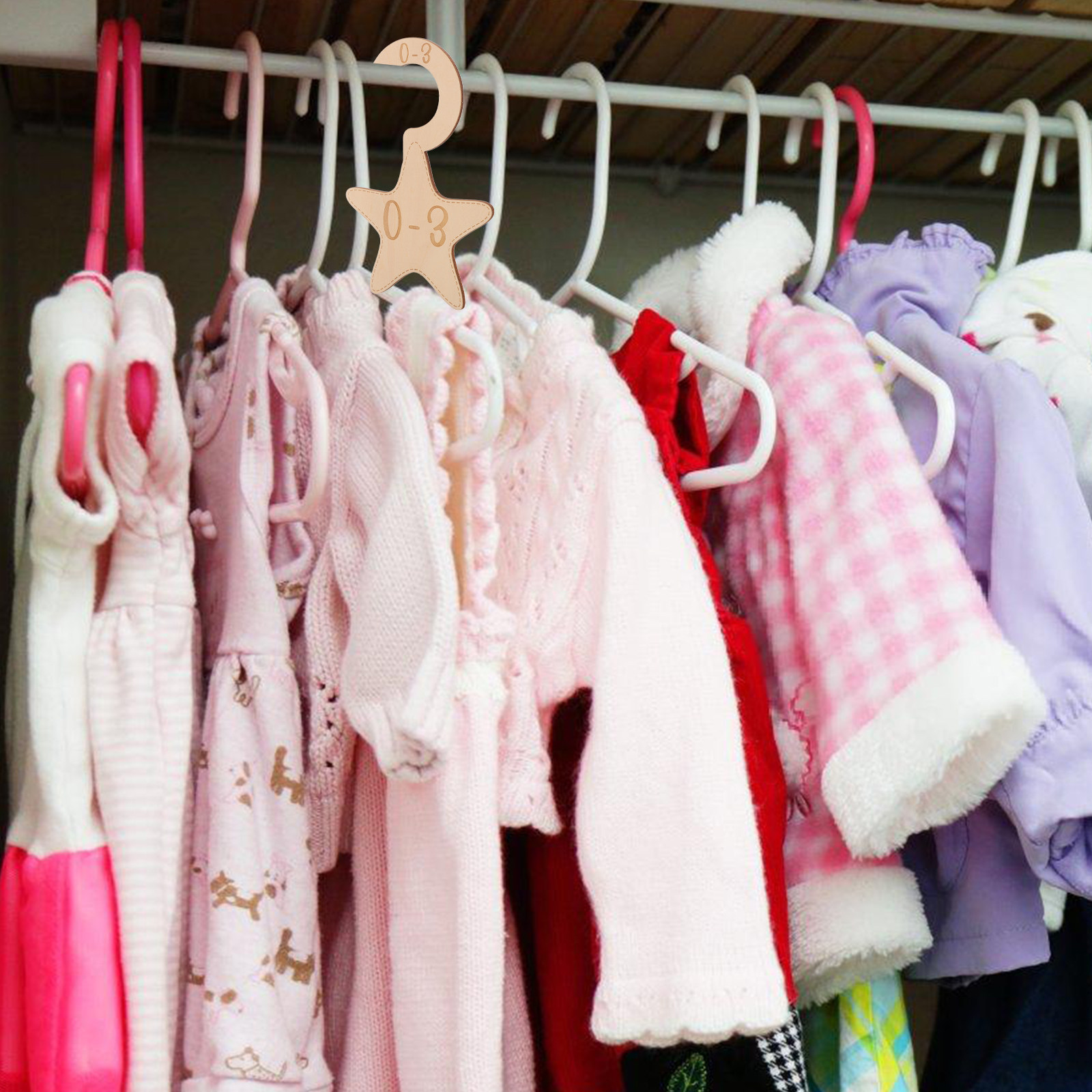 Baby Nursery Organizer - 7 قطع فواصل خشبية لخزانة ملابس