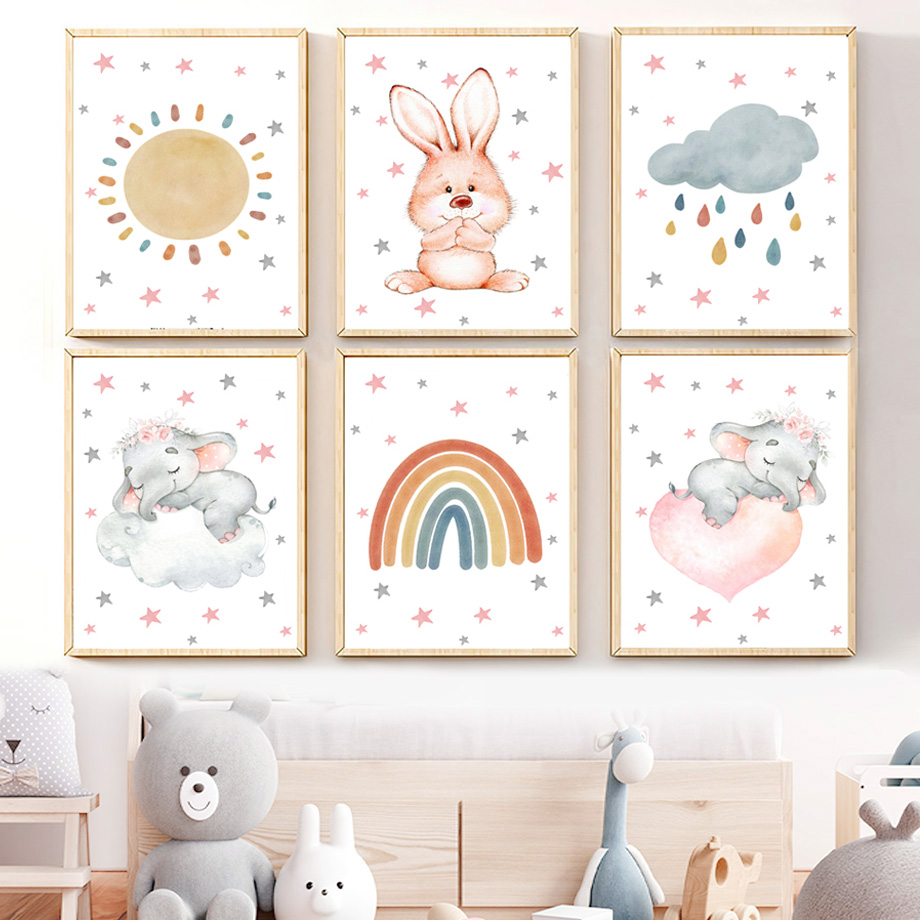 Baby Nursery Murals - لوحة جدارية مائية لغرفة الأطفال، قماش