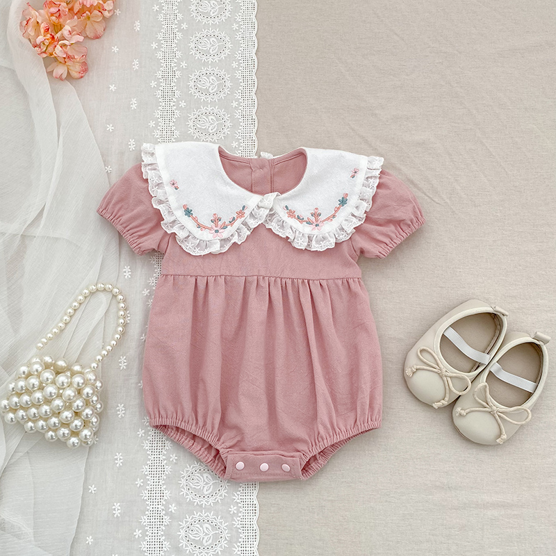 Baby Nursery Embroidery - 0-24 متر الوليد طفلة الوردي رومبير