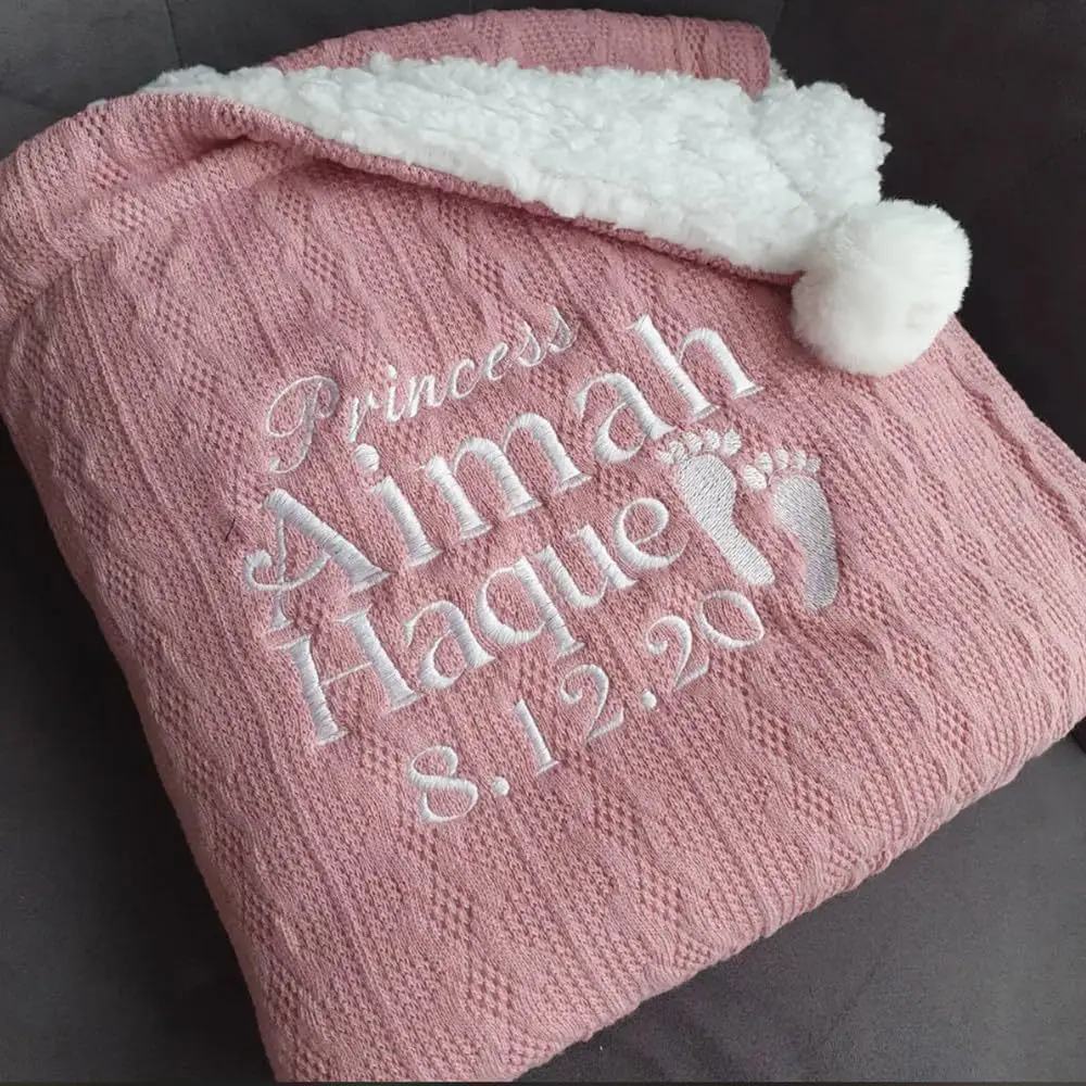 Baby Nursery Embroidery - بطانية أطفال مخصصة مع اسم، بطانية