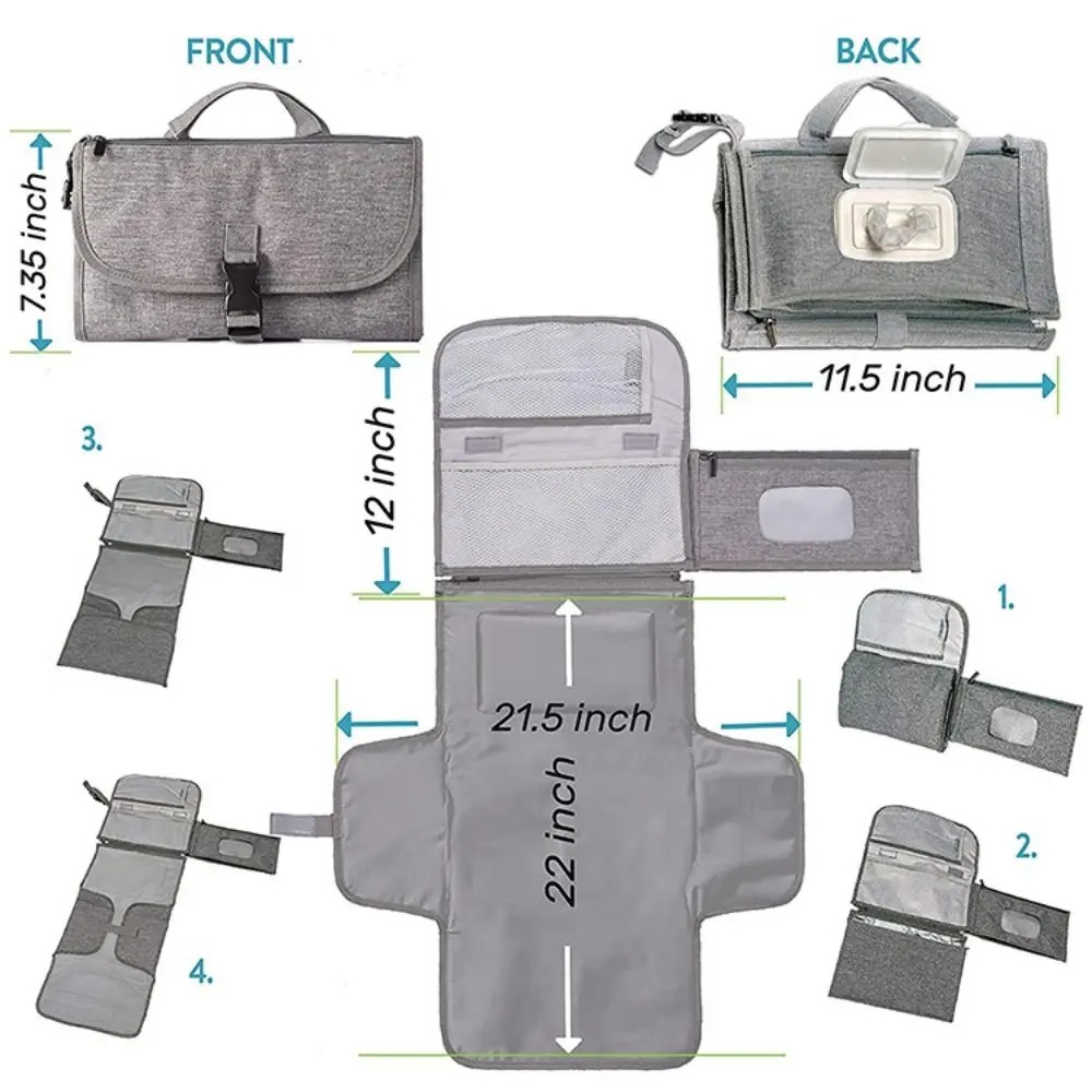 Changing Table Topper - وسادة تغيير الحفاضات المحمولة لحقيبة حفاضات
