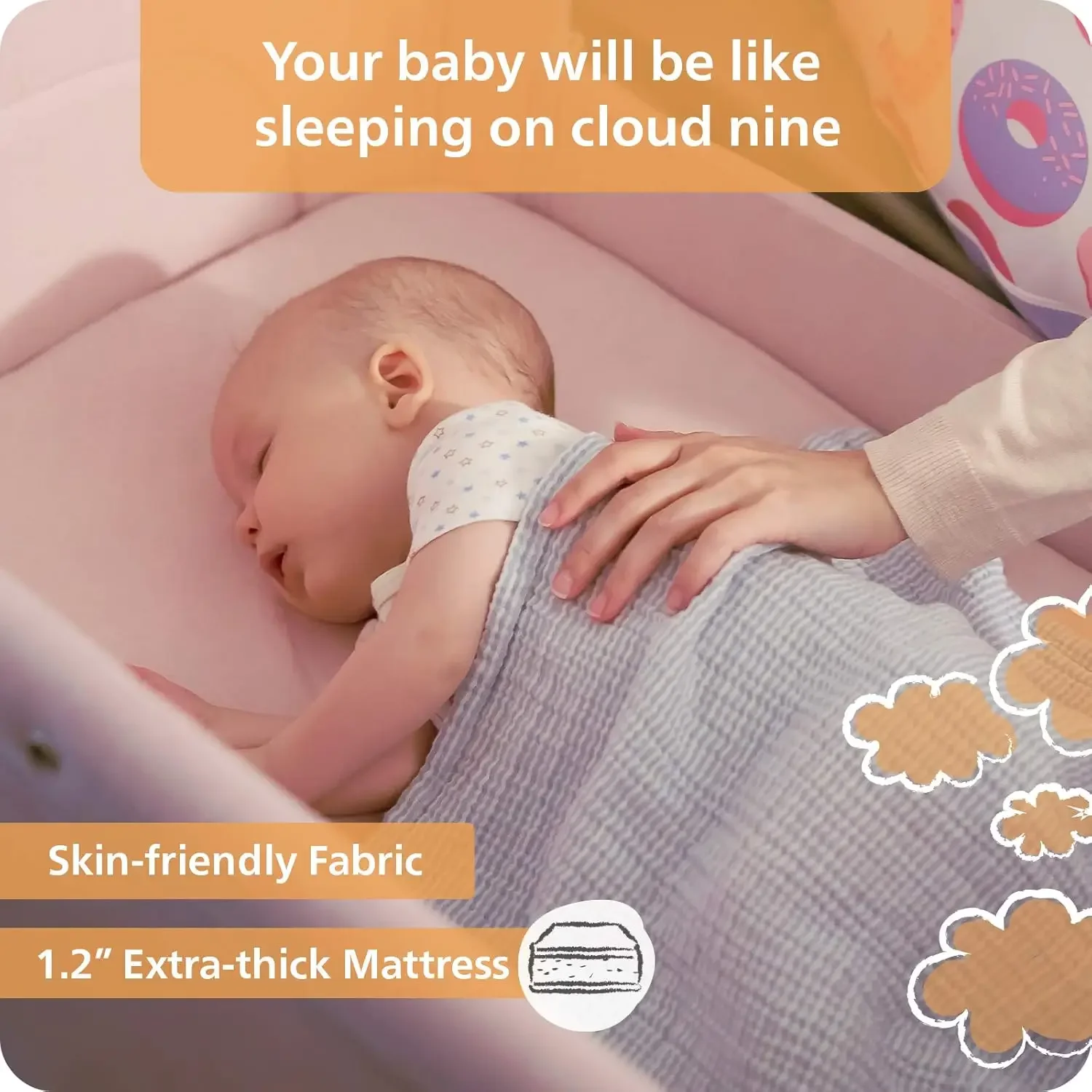 Bassinet Bedside Sleeper - سرير محمول للأطفال حديثي الولادة يوضع