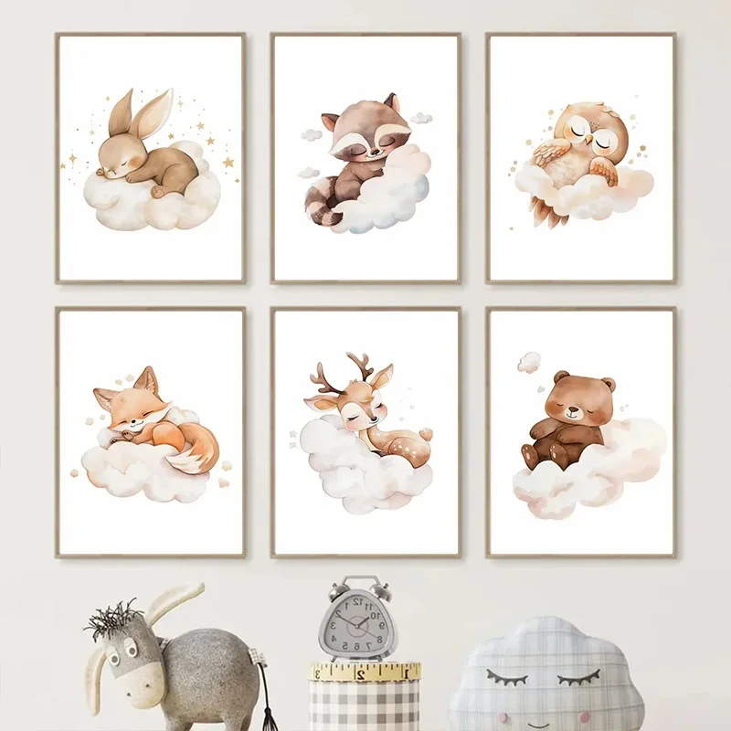Baby Nursery Murals - الكرتون سحابة الحيوان حائط لوح رسم