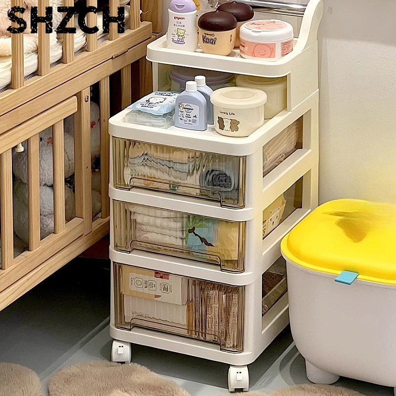 Baby Nursery Drawers - عربة تخزين متحركة بثلاثة طبقات، محطة