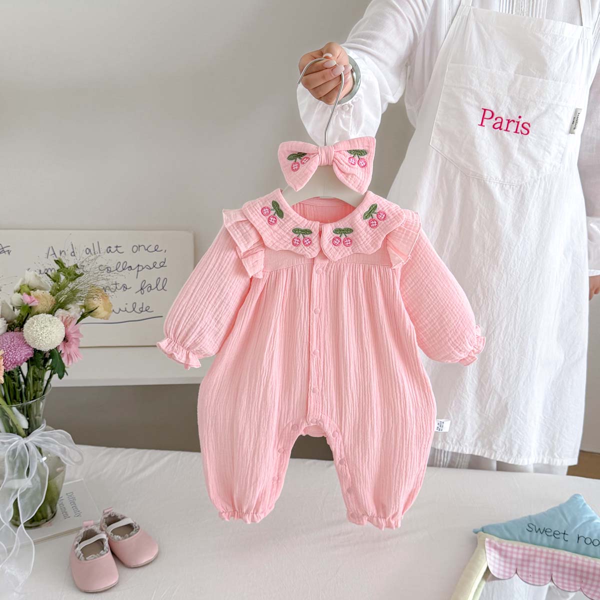 Baby Nursery Embroidery - رومبير شبكي للبنات حديثات الولادة لفصلي