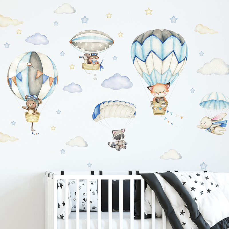 Baby Nursery Labels - ملصقات حائط على شكل منطاد الهواء