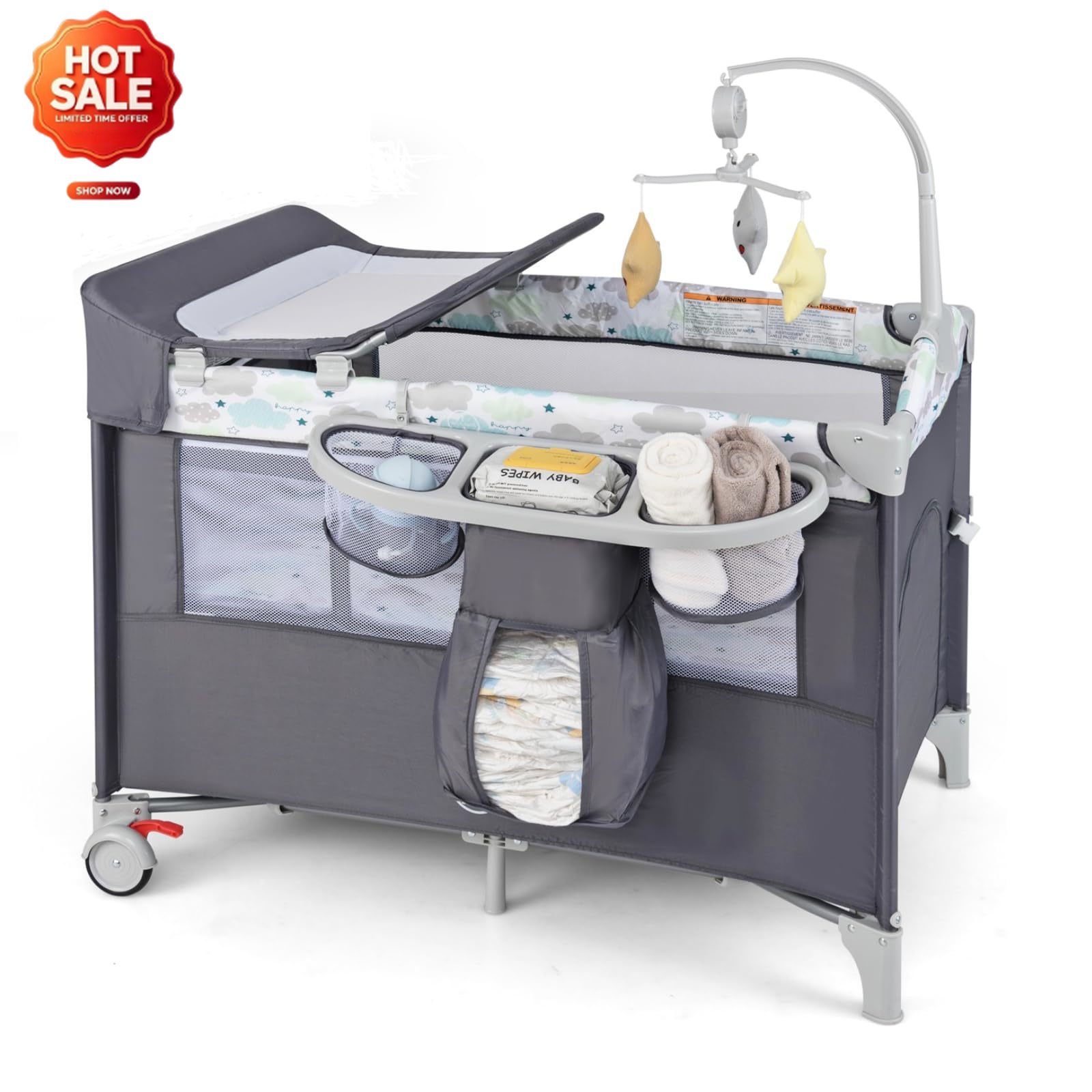 Bassinet Bedside Sleeper - سرير أطفال محمول 5 في 1،