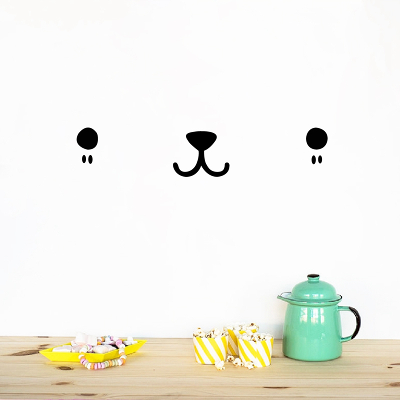 Baby Nursery Labels - لطيف Kawaii الوجه جدار الفن ملصق
