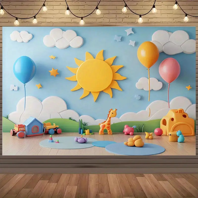 Baby Nursery Murals - ملصق جداري كبير بتصميم كرتوني لغرفة