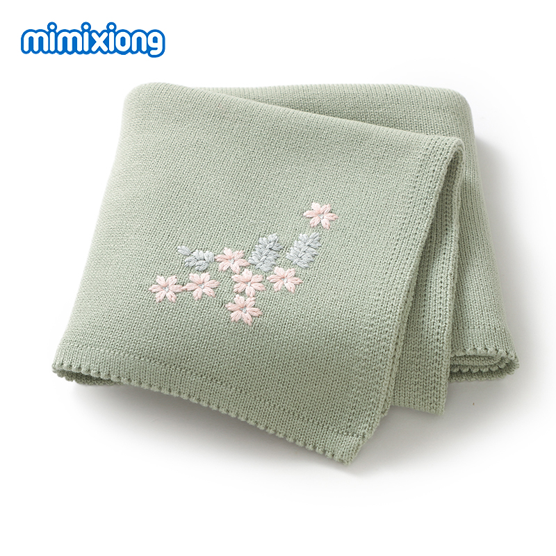 Baby Nursery Embroidery - موضة الأزهار المطرزة الطفل البطانيات 90*70