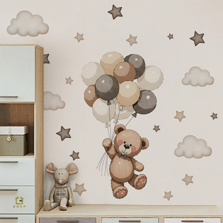 Baby Nursery Labels - ملصقات حائط على شكل دمية دب