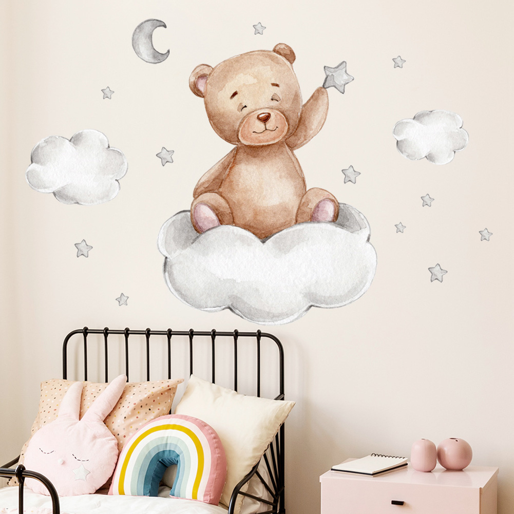 Baby Nursery Murals - ملصقات جدارية على شكل دب وقمر