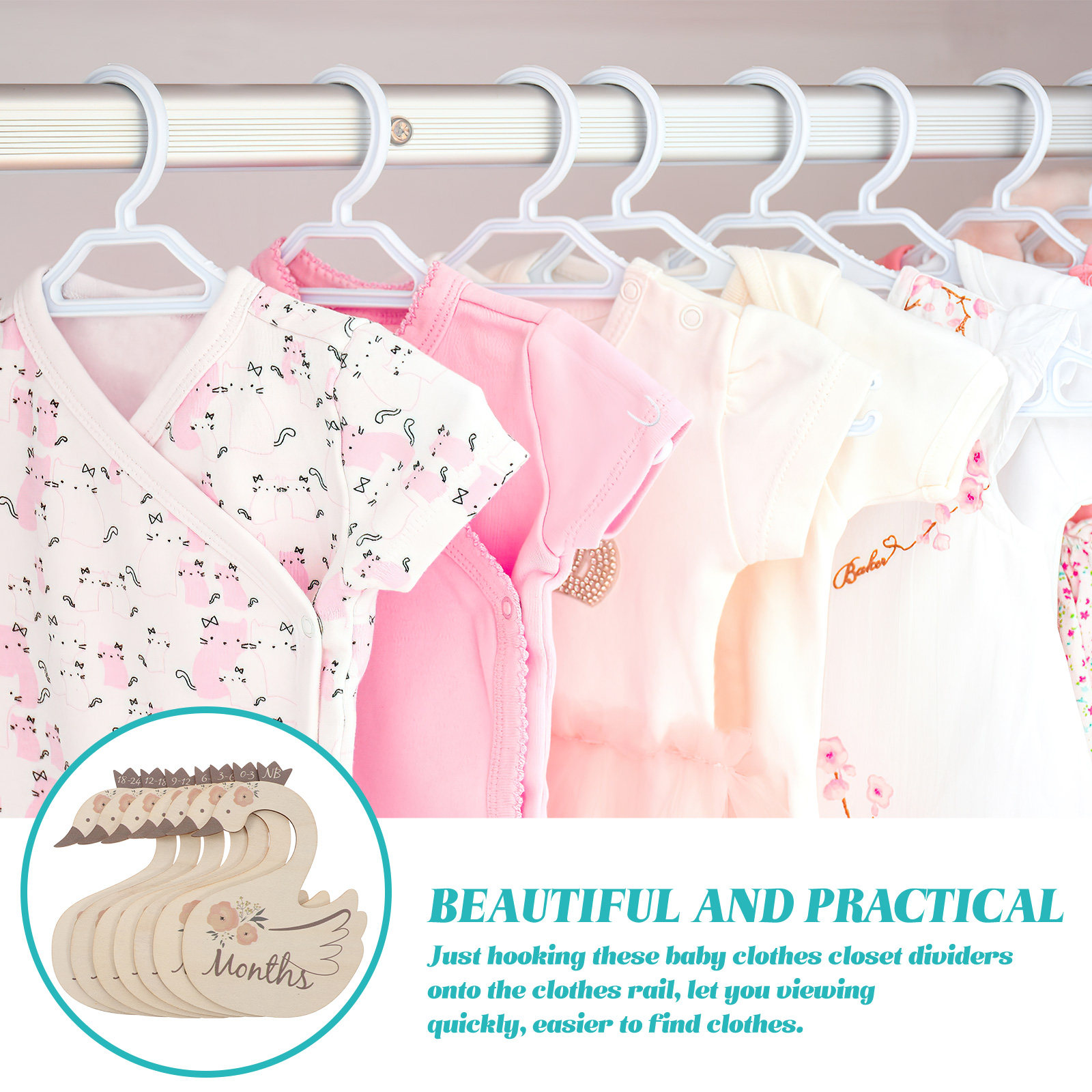 7 قطع من فواصل المقاسات الخشبي - مراجعة Baby Nursery Organizer وسعره