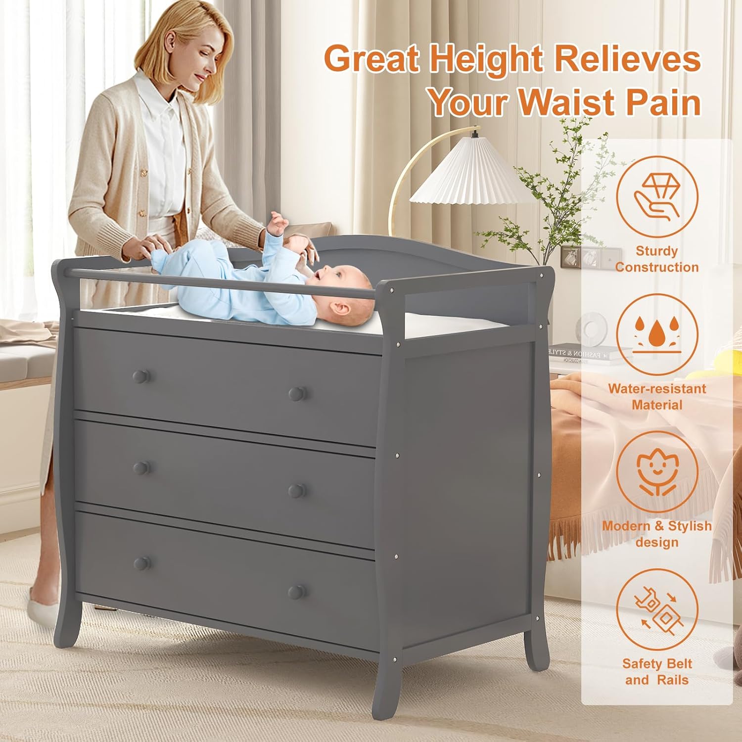 3 أدراج طاولة تغيير الحفاضات ا - مراجعة Baby Nursery Drawers وسعره