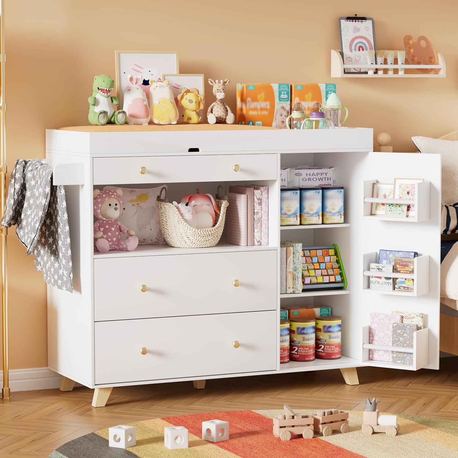 طاولة تغيير حفاضات الأطفال، مح - مراجعة Baby Nursery Drawers وسعره