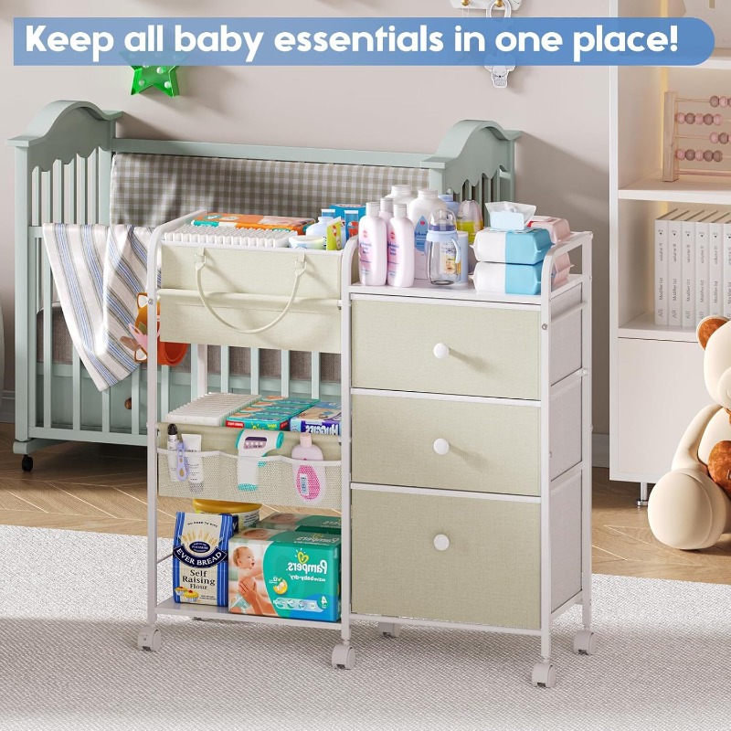 سعة كبيرة حفاضات الطفل المنظم  - مراجعة Baby Nursery Utility Cart وسعره