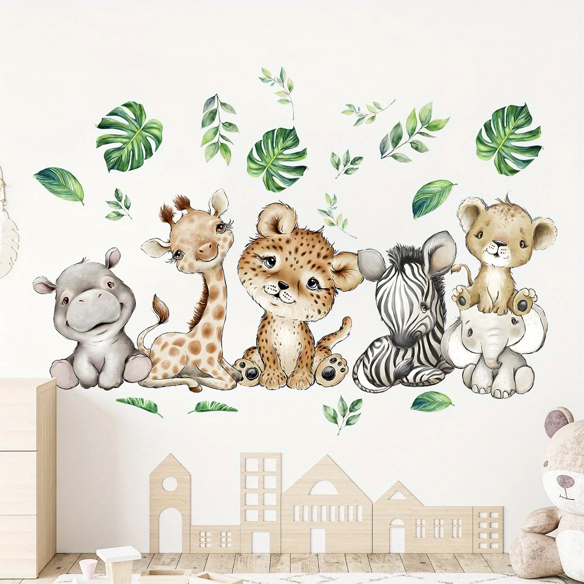 1 قطعة الكرتون لطيف فرس النهر  - مراجعة Baby Nursery Labels وسعره