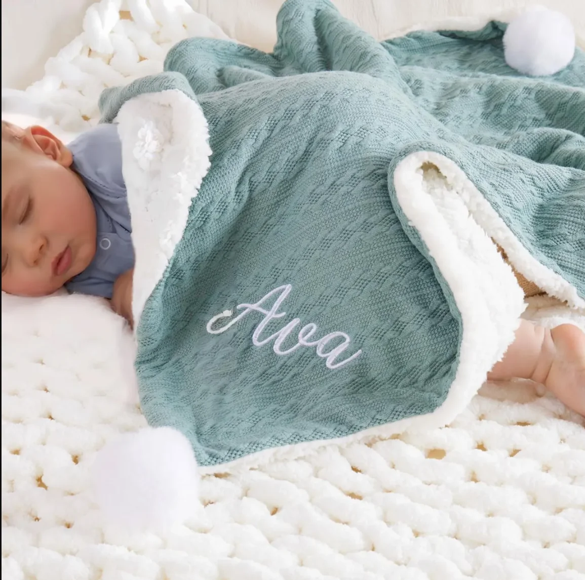 بطانية أطفال مخصصة مع اسم، بطا - مراجعة Baby Nursery Embroidery وسعره