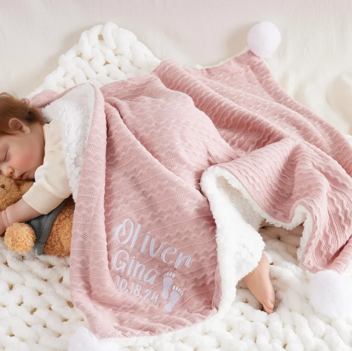 بطانية أطفال مخصصة مع اسم، بطا - مراجعة Baby Nursery Embroidery وسعره