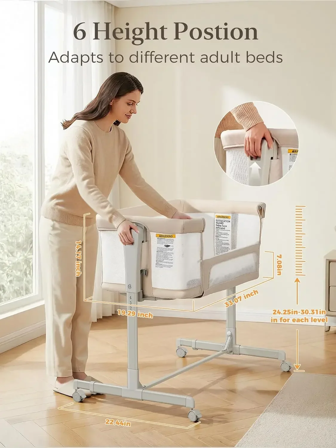 سرير أطفال بجانب السرير 3 في 1 - مراجعة Bassinet Bedside Sleeper وسعره