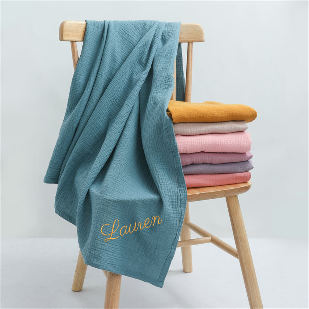اسم شخصي مطرز مخصص الطفل القطن - مراجعة Swaddle Blanket Muslin وسعره