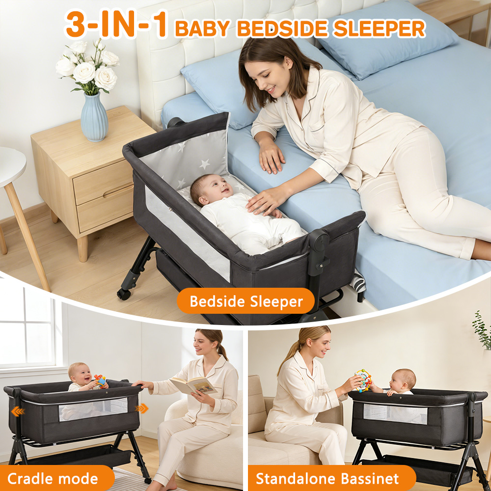 سرير أطفال 3 في 1 قابل للطي وس - مراجعة Bassinet Bedside Sleeper وسعره