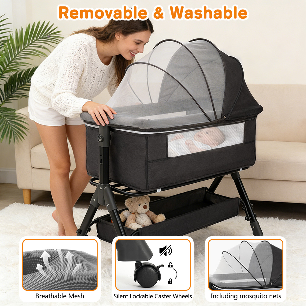 سرير أطفال 3 في 1 قابل للطي وس - مراجعة Bassinet Bedside Sleeper وسعره