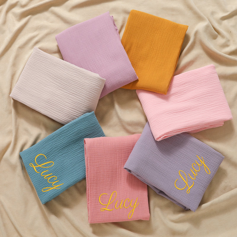 اسم شخصي مطرز مخصص الطفل القطن - مراجعة Swaddle Blanket Muslin وسعره