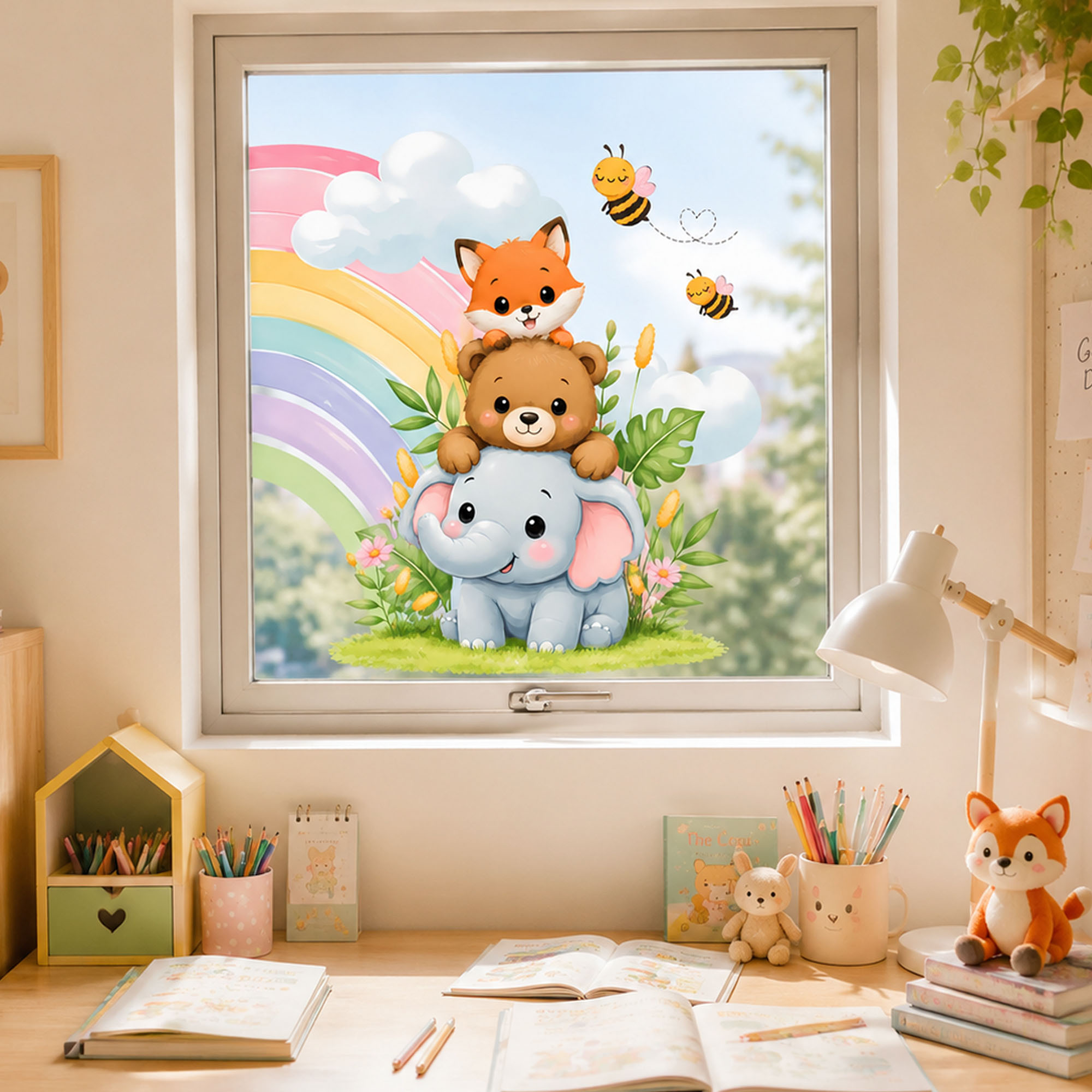 ملصق نافذة بتصميم حيوانات لطيف - مراجعة Baby Nursery Labels وسعره
