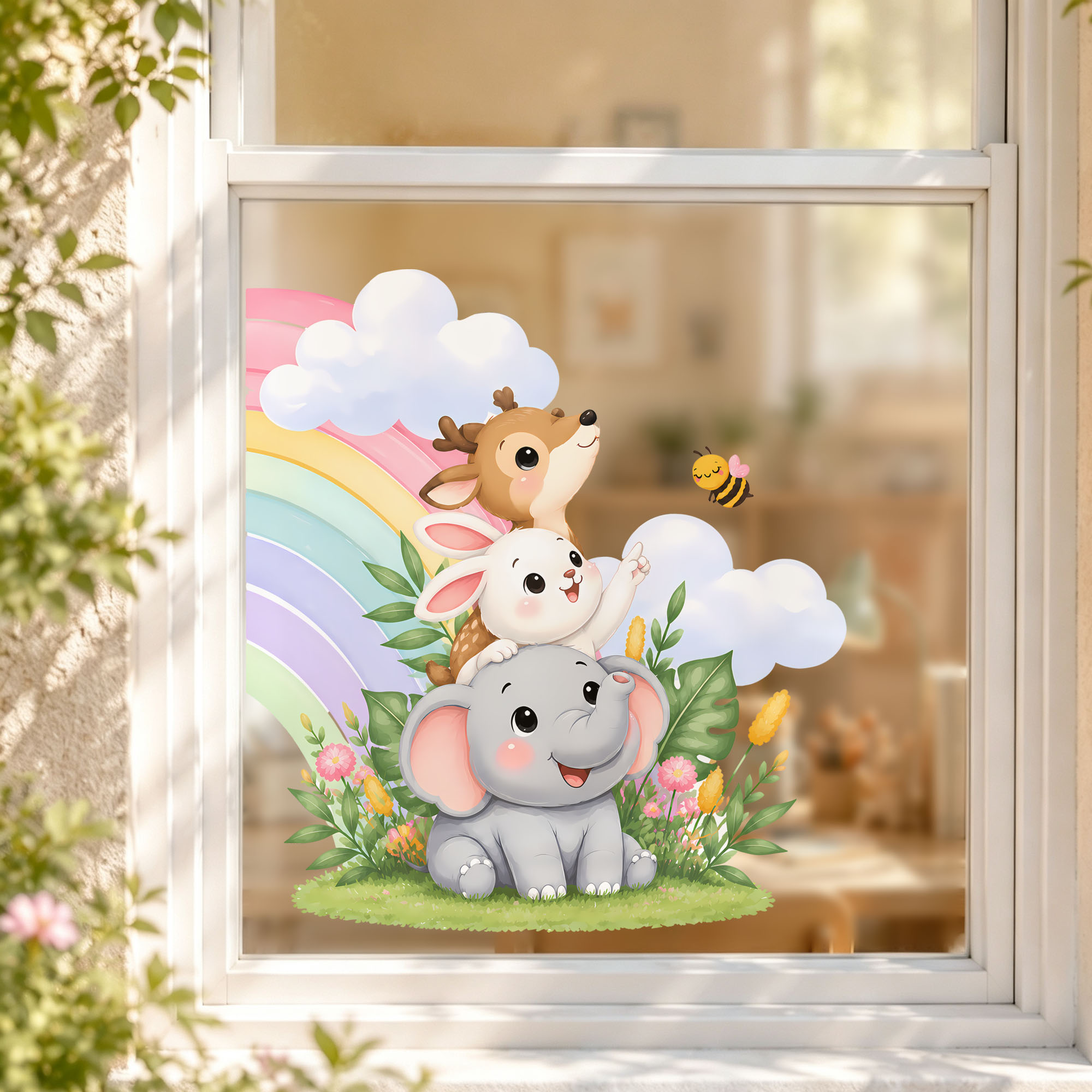 ملصق نافذة بتصميم حيوانات لطيف - مراجعة Baby Nursery Labels وسعره