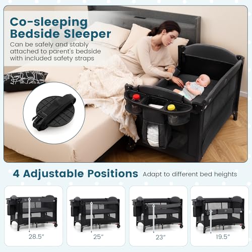 سرير أطفال 5 في 1 مع مظلة، سري - مراجعة Bassinet Bedside Sleeper وسعره