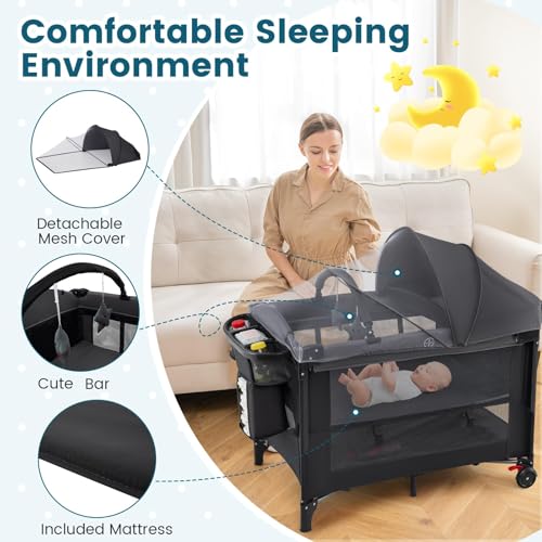 سرير أطفال 5 في 1 مع مظلة، سري - مراجعة Bassinet Bedside Sleeper وسعره