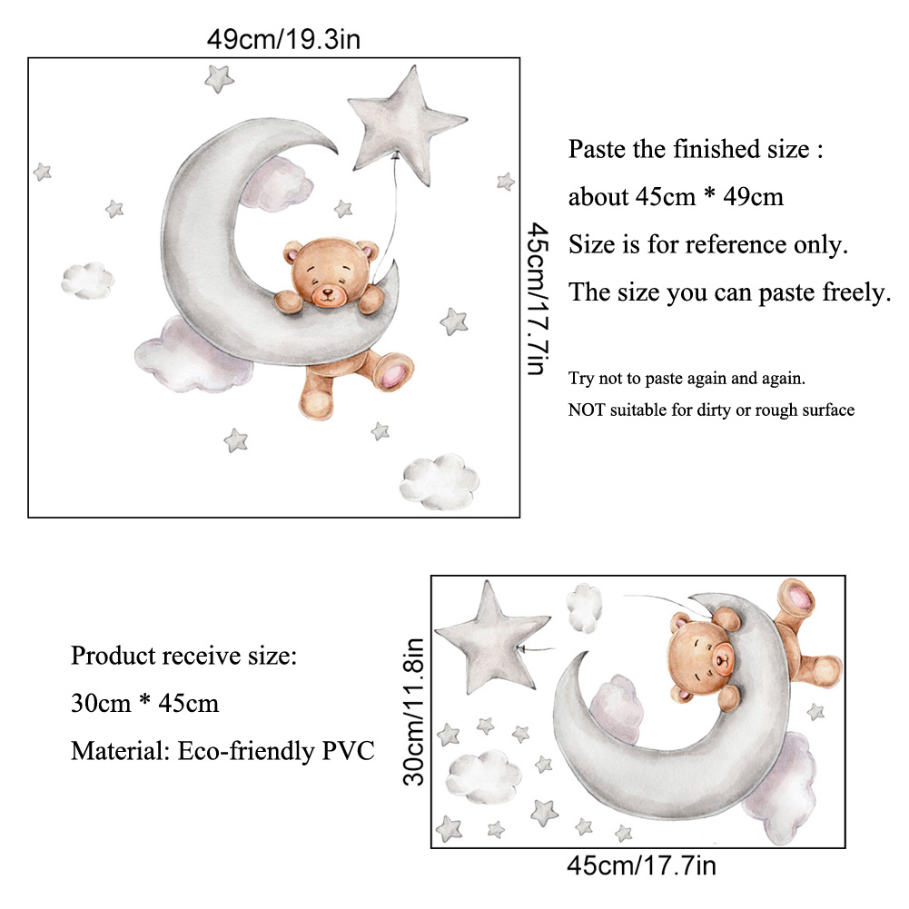 ملصقات جدارية على شكل دب وقمر  - مراجعة Baby Nursery Murals وسعره